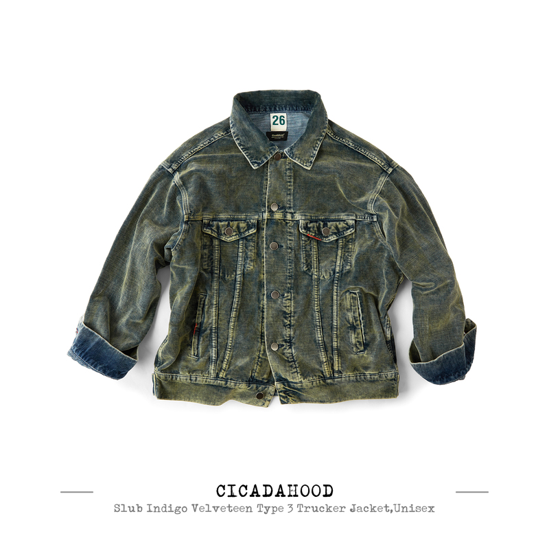 Cicadahood Indigo Pure Cotton Velvet Type 3 Trucker Jacket Trucker Jacket for Men and Women Cicadahood Indigo Pure Cotton Velvet Type 3 Trucker Jacket Trucker Jacket for Men and Women