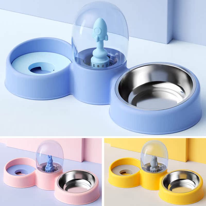 Automatic Pet Cat Dog Feeder Bowls Water Dispenser Kitten