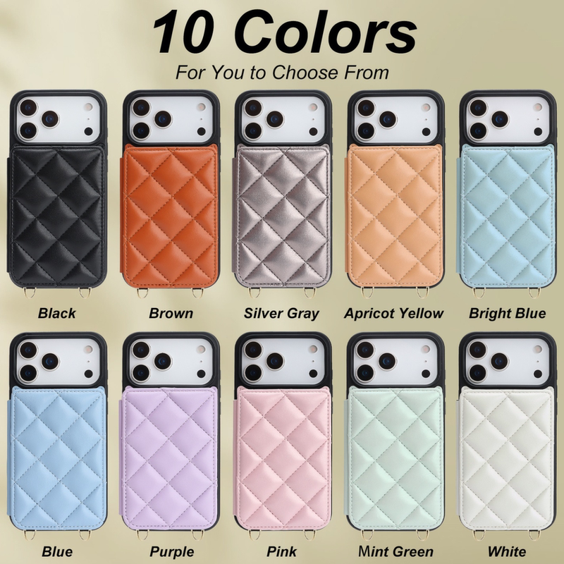 Diamond-Patterned Van Gogh Card Holder Case Suitable for Apple 17 Pro Max, High-End Leather iPhone 16, Stylish Chanel-Style 15 Plus, Fashionable Light Luxury 14 Pro, Crossbody Wearable 13 Anti-Drop Protection