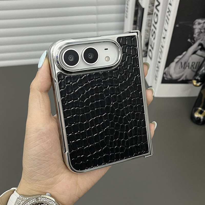 High-End Graphite Black Leather Crocodile Pattern Case Suitable for iPhone Duo Foldable Screen Phone, Luxury Ultra Business Style for Apple 18Fold, Personalized Dual Hinge with Front Frame Protection and Anti-Drop Case High-End Graphite Black Leather Crocodile Pattern Case Suitable for iPhone Duo Foldable Screen Phone, Luxury Ultra Business Style for Apple 18Fold, Personalized Dual Hinge with Front Frame Protection and Anti-Drop Case