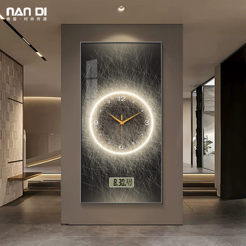 Advanced sensual decoration painting clock hanging bell drawing room 2023 new extremely minimalist abstract painting Wan-year calendar clock hanging painting-Taobao