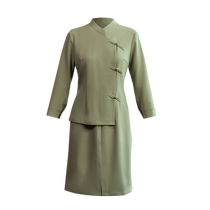 Teahouse waiter work clothes for women in autumn and winter new high-end Chinese style catering long-sleeved staff uniforms customized