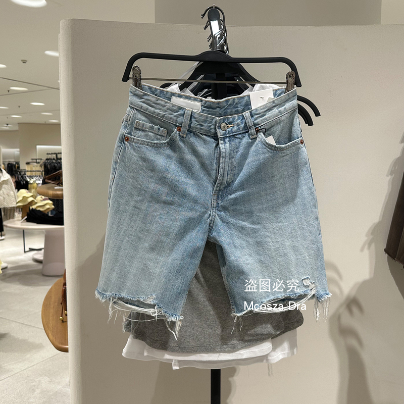 2025 Autumn New Women's European and American Style Fashionable and Unique Mid-Waist Denim Bermuda Shorts 4730209