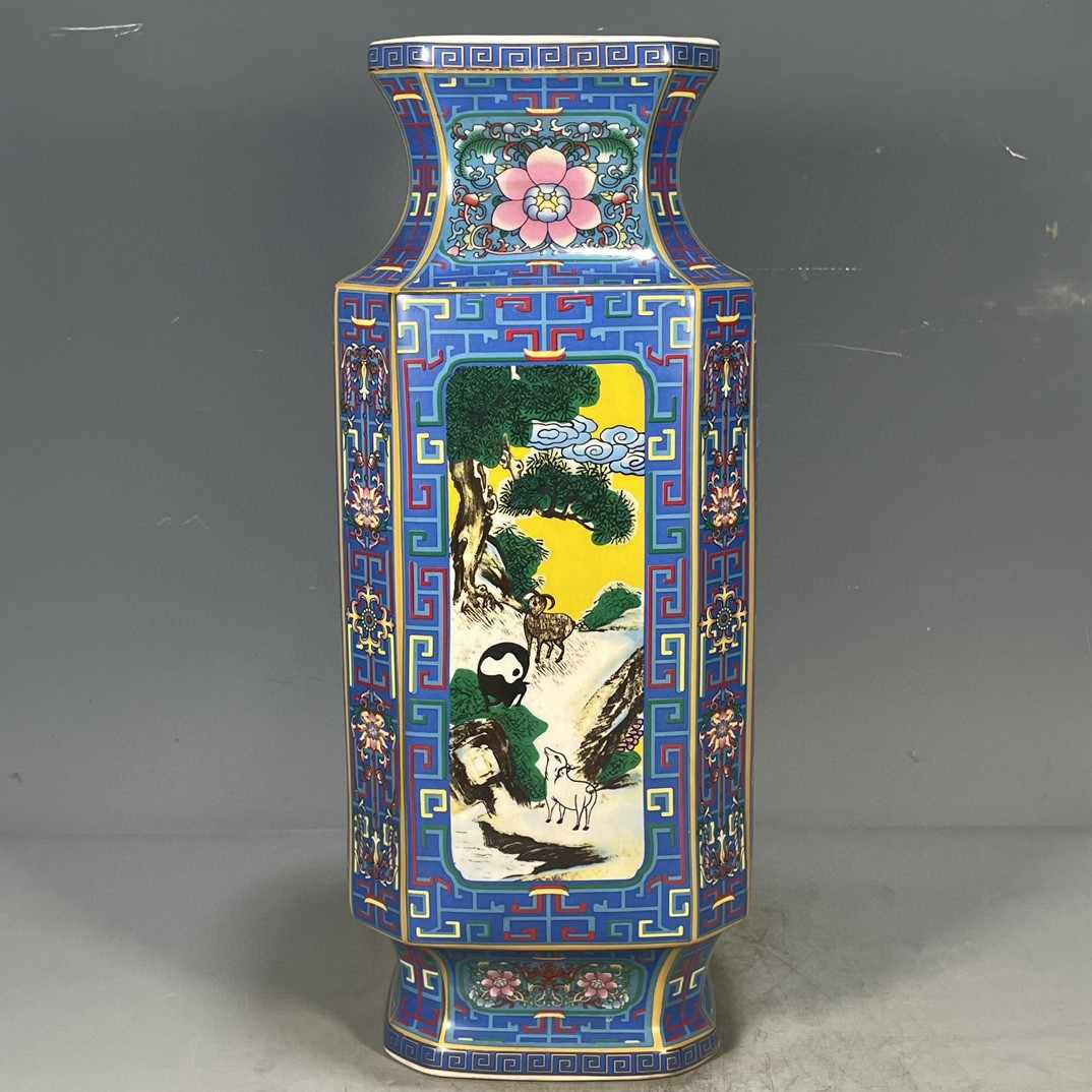 雍正年製款 辰砂釉不遊環双象耳花瓶 赤釉 花