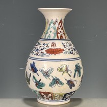 Antiques and miscellaneous antiques Ming Dynasty Chenghua year-made buckets colorful butterfly patterns appreciation bottles collectibles old objects