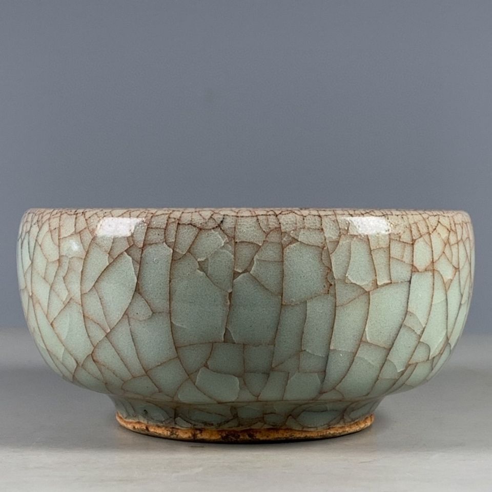 Ancient Play Collection Old Goods Officer Kiln Boutique Ice Cracks Full Open Slice Bowl Old Stock-Taobao