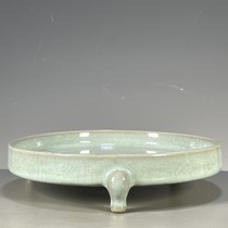 Porcelain supplies old goods collection bag old fidelity antiques and antiques overseas return Ru porcelain open piece three-legged incense burner ornaments