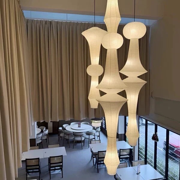 Noguchi Isamu Style Living Room Loft Duplex Homestay Tavern Women's Clothing Store Clothing Store Window Light Long Light Paper Lantern Chandelier