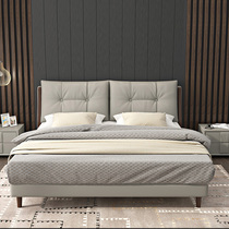 Nordic genuine leather bed modern minimalist double man bed main sleeper light lavish soft bunk bed leather art 1 8 m upscale wedding bed