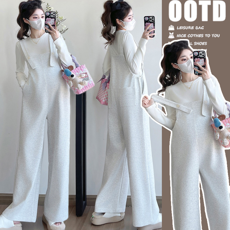 British Dhwa Maternity Tops, Spring and Autumn Style Suits, Fashionable, Loose, Stylish, Age-Reducing Overalls, Spring Two-Piece Set
