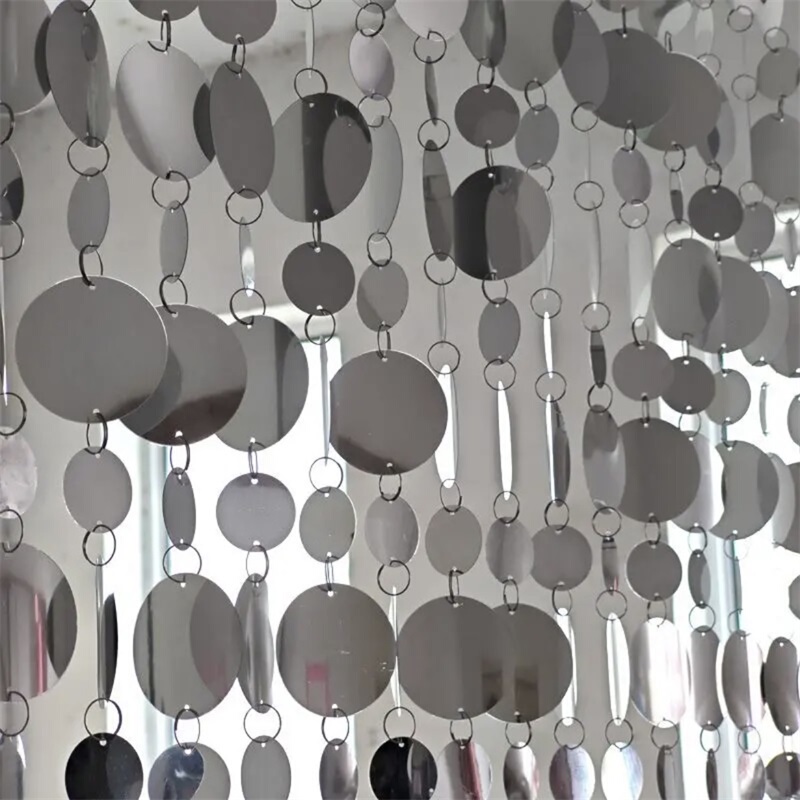 Silver Sequins and Gold Round Pieces for Wedding Props, Mirror-Like Round Korean-Style Hanging Decorations for Wedding Stage Setup