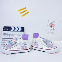 Back Force Children High Help Sails Shoes Stars Delu Joint Graffiti Cartoon Girl Board Shoes 2022 New ballet Rabbit Plate Shoes