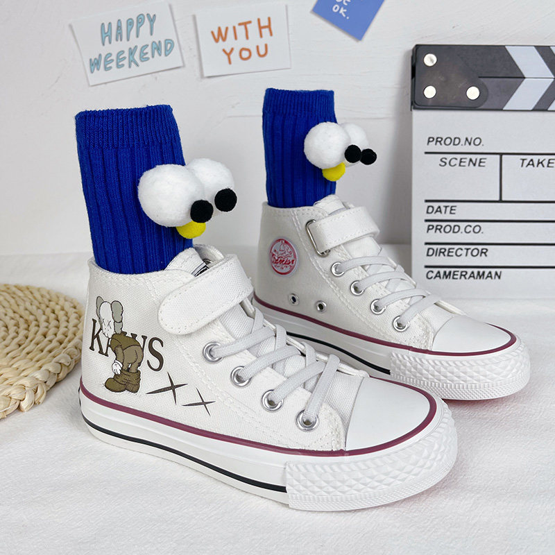 Back Force Children High Silo Canvas Shoes Girl Sesame Street Joint 2022 New Kindergarten Shoes Elementary School Boy Boy Boy