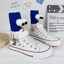 Back Force Children High Help Canvas Shoes Girl Sesame Street Joint 2022 New Kindergarten Shoes Elementary School Boy Boy Boy