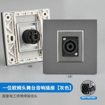 Type 86 multimedia large four-core stage audio panel ohm head microphone speaker socket one or two positions black gray