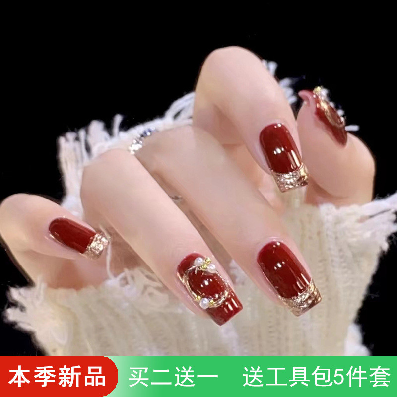 Red Series Wearable Nails 2025 New High-End Nail Patches Finished Nail Art Wearable Nails Autumn and Winter Style Red Series Wearable Nails 2025 New High-End Nail Patches Finished Nail Art Wearable Nails Autumn and Winter Style