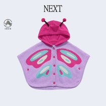 British Next girls butterfly coat cape bat shirt hooded cape sweater pure cotton baby girl knitted sweater