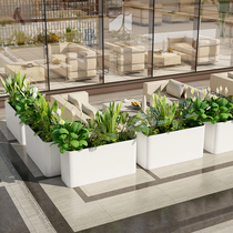 Stainless steel outdoor flower box outside commercial street sales department square flower pool rectangular mobile flower pot fence customization