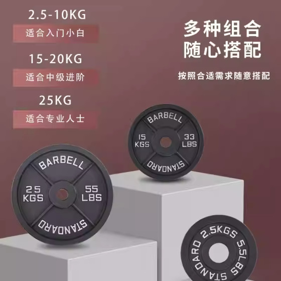 Painted Barbell Plates with Large Holes, Four Ribs, Olympic Plates, Gym Weightlifting, Men's Deadlift, Cast Iron Solid Competition Barbell Plates