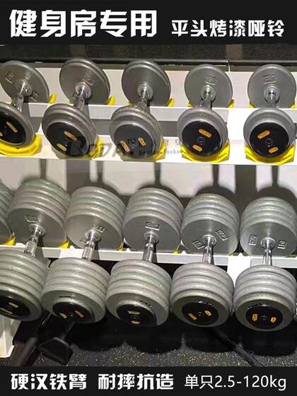 Heavy-Duty Flat-Head Painted Dumbbells 50kg Pair Cast Iron 25 30 40 60 80 100kg for Fitness Use