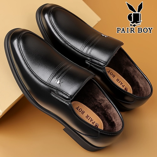 Утепленные туфли для кожаной обуви для мальчиков, удерживающая тепло обувь для отдыха, для среднего возраста, из натуральной кожи