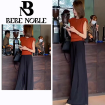 BEBE NOBLE (designer) wide-leg floor-length pants suit summer round neck sleeveless top two-piece womens set