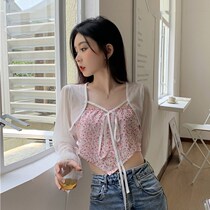 Shawl outside the shawl summer thin 2021 foreign air Net Red personality sunscreen chiffon shirt womens short new design sense