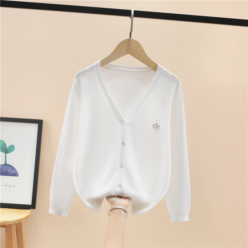 Girl Knit Cardiovert Spring Clothing Thin Air Conditioning Hooded Girl Clothing Infant Jacket Big Child Summer Sunscreen 12