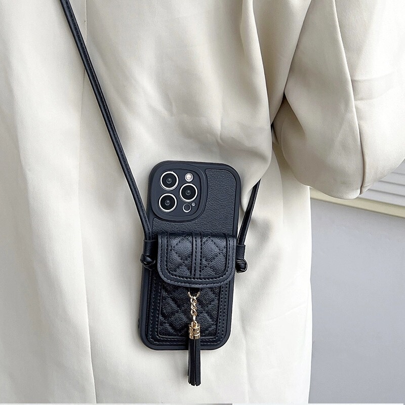 High-End Tassel Coin Card Holder Suitable for iPhone 17 Air Phone Case, Apple 16 Pro Max Protective Cover with Strap, 15 Plus Crossbody Lanyard, 14 Pro Card Holder, 13 Photo Holder, 12/11