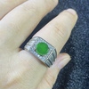 New A-grade ice jade ring Valentine's Day birthday gift S925 silver inlaid electroplated 18K gold hypoallergenic
