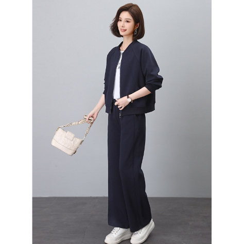 Casual Sports Suit for Women, Spring and Autumn 2026 New Style, Short Sweatshirt for Mothers, Age-Reducing Cardigan Top, Baseball Jacket