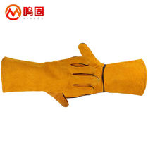 Minggu welding gloves cowhide hanging welding gloves wear-resistant extended thickening high temperature resistant labor protection gloves yellow