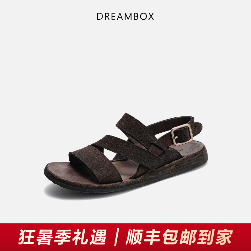 Dreambox Junbo Water-Washed Horse Leather Casual Sandals for Women, Summer Comfortable Breathable Flat-Soled Outdoor Slippers Dreambox Junbo Water-Washed Horse Leather Casual Sandals for Women, Summer Comfortable Breathable Flat-Soled Outdoor Slippers