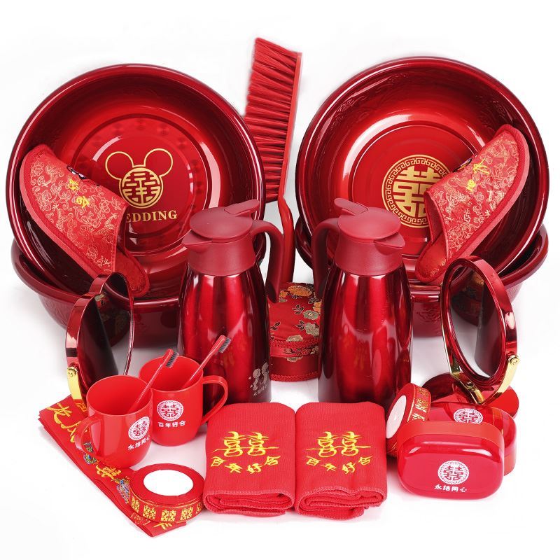 Wedding supplies dowry encyclopedia wedding bucket bucket ready dowry widow family festive set bride and groom women's set