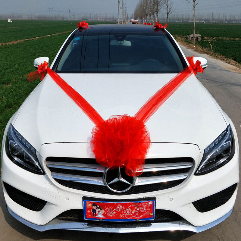 Wedding Gift Car Accessories Wedding Gift Car Head Decoration Main Vice Wedding Gift Car Decorated Suit Head Flower Ball Caravan Exhibition Bike Big Red Flower Bouquet