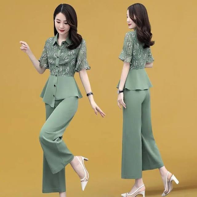 Single/Suit Female Small Man 2023 New Summer Temperament Slim Ladies Summer Fashion Wide-leg Pants Two-piece Set