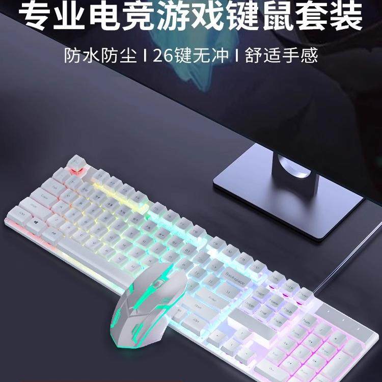 Wired Keyboard and Mouse Set, Mechanical Feel, USB Computer Desktop, Silent, Suitable for Office, E-Sports Games, Compatible with Lenovo