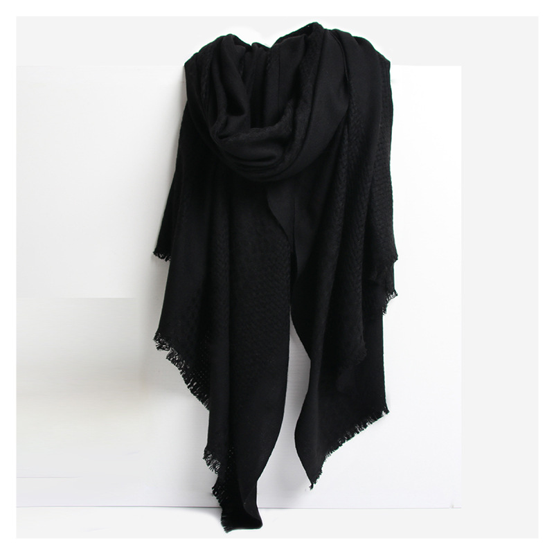2021 worsted woven shawl women's jacquard solid color scarf shawl