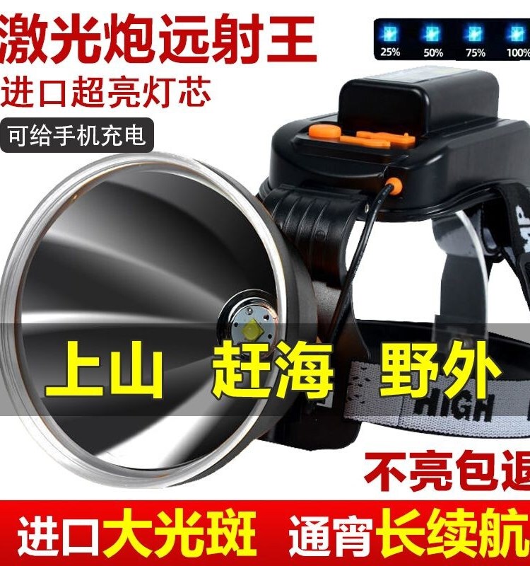 German Imported Led Headlamp, Strong Light, Rechargeable, Head-Mounted, Outdoor Long-Range, Ultra-Long Battery Life Flashlight, Xenon Miner's Lamp