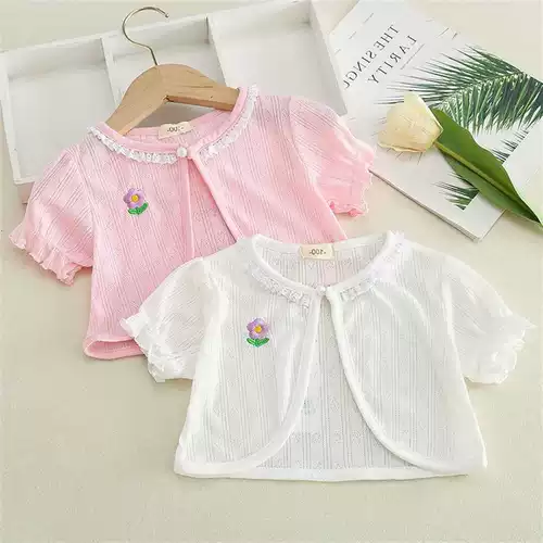 Летняя одежда, накидка, летний тонкий кардиган для девочек, детская куртка, короткий рукав, детская одежда