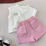 Летняя одежда, майка, летние шорты, летний комплект для девочек, детские штаны без рукавов, эффект подтяжки, детская одежда