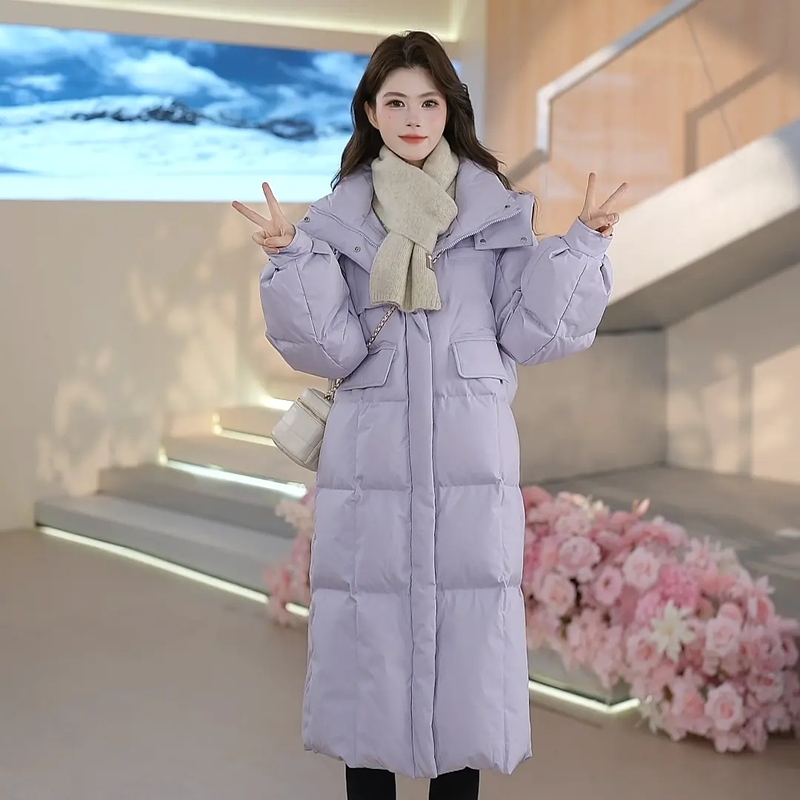 Ducky 2025 Winter Clearance Women's down Jacket Fashionable Versatile Mid-Length Over-The-Knee Thickened Windproof Warm Coat