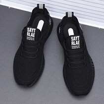 Men Shoes Spring Autumn Season 2021 New Breathable Airweave Casual Sneakers Han Edition 100 Hitch Fashion Summer Black