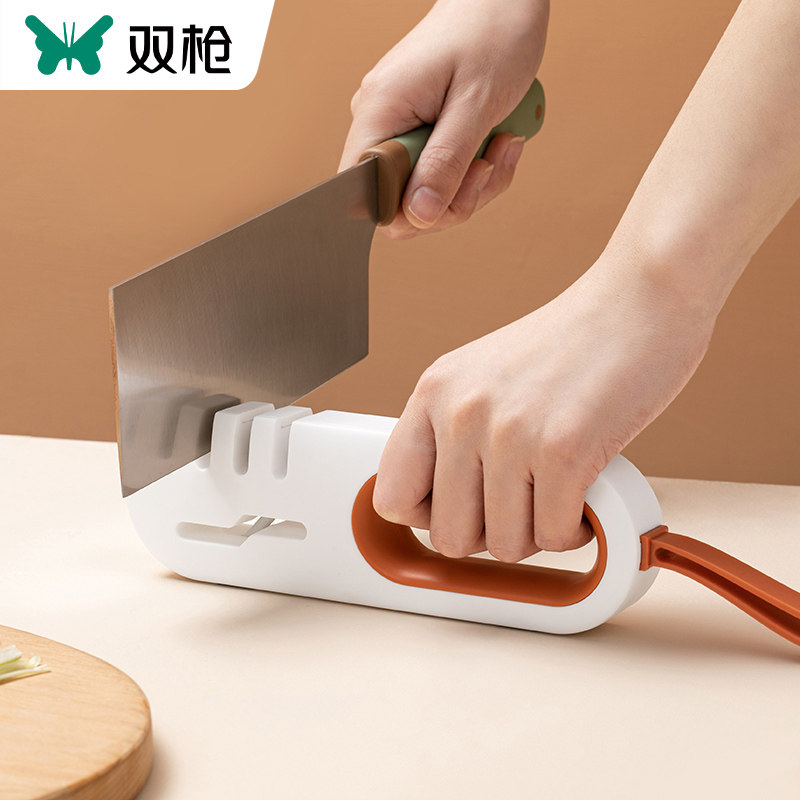 Double Gun Sharpening Machine Grinding Knife Stone Domestic Kitchen Knife Kitchen Quick Sharpening Multifunction Manual Opening Blade Sharpening Knife-Taobao