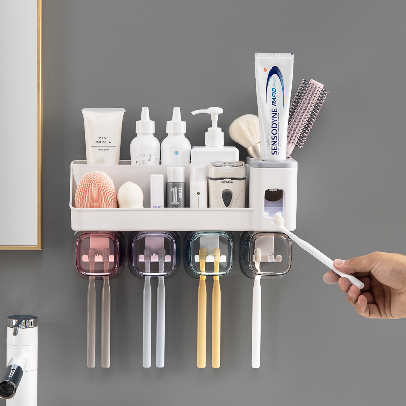 Toothbrush frame toilet toothbrush cup free punch home fully automatic extrusion toothpaste artifact set