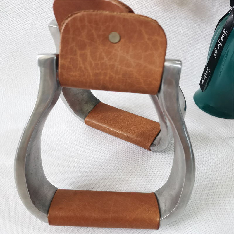 Western Horse Pedaling Foot Pedal Western Saddle Accessories Carved Solid Aluminum Mati Bau Leather Horses Equipped Equestrian Items-Taobao