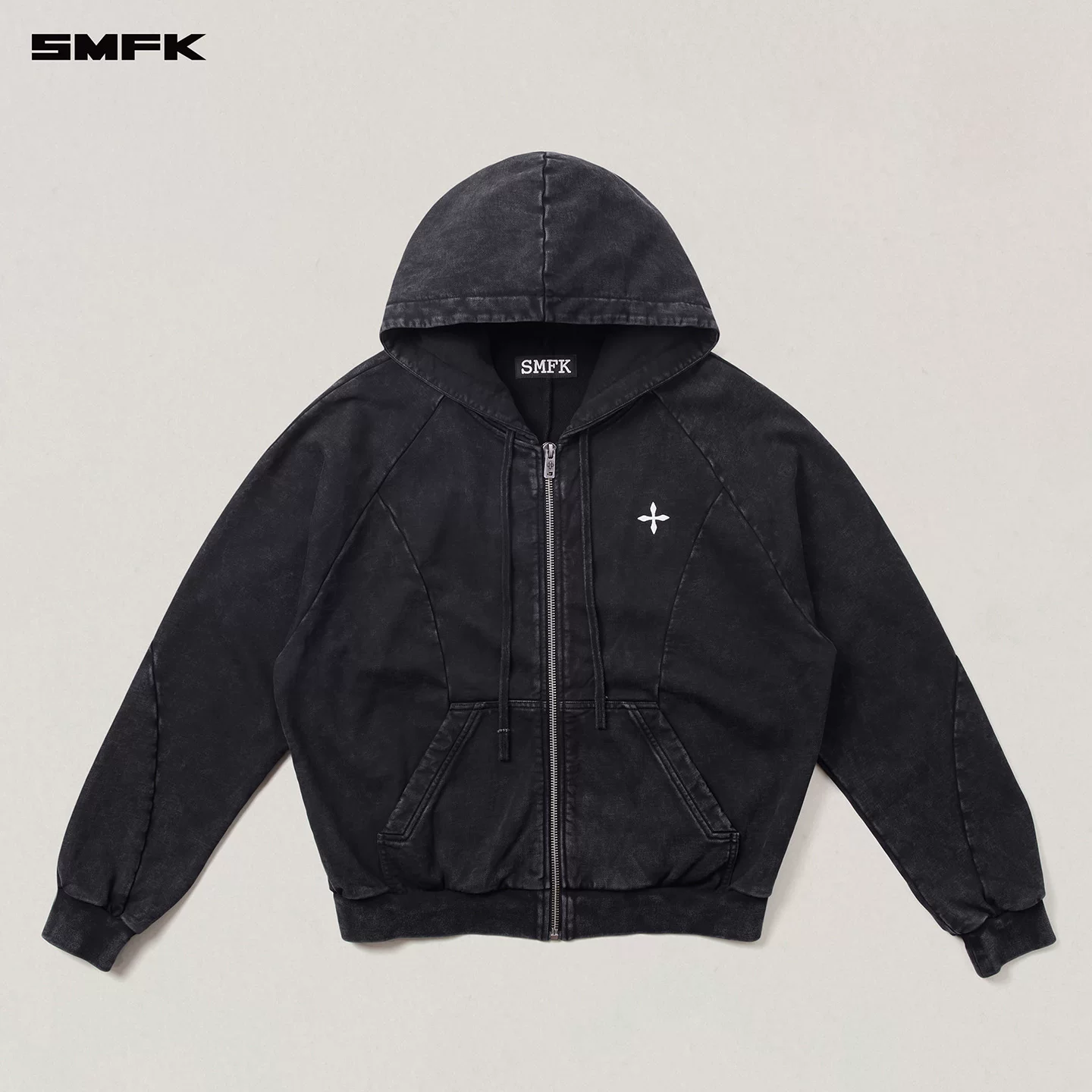 Свитшот SMFK, худи на молнии, длинный рукав, весенний толстовка, стиль, свободный крой