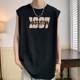 Sleeveless Vest for Men, Summer Trendy Brand, Loose Sports Base Layer, Trendy Fitness Tank Top, Pure Cotton Short-Sleeve T-Shirt