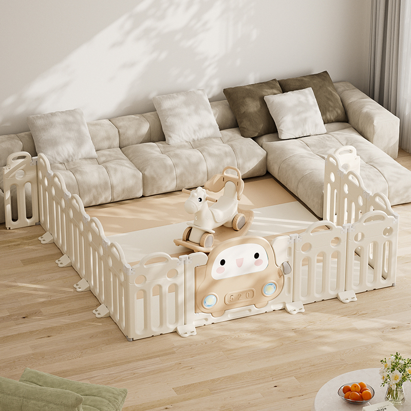 Fence Protective Barrier for Babies, Indoor Living Room Sofa Floor Play Area, Single or Three-Sided Children's Baby Walking and Crawling Mat