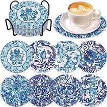 New 8Pcs DIY Diamond Painting Coaster Ornament Wooden Drink